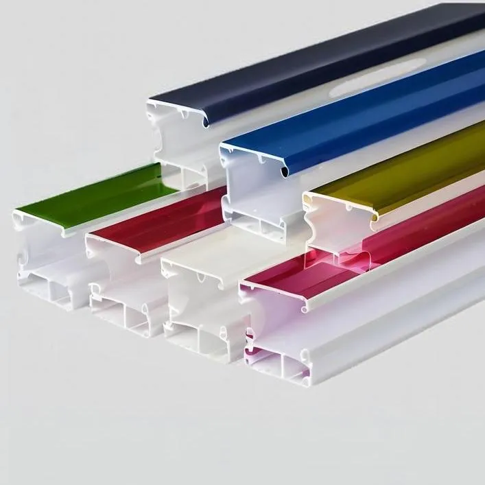 A set of colored plastic profiles in various shades including green, red, blue, yellow, and white.