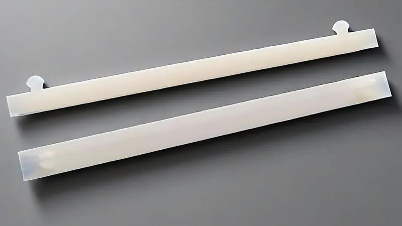 Two silicone ice stick trays on a gray surface.