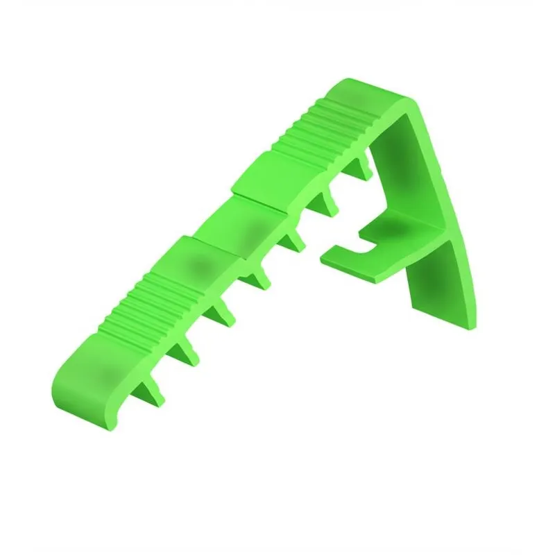 Green plastic wall mount rack with a unique design