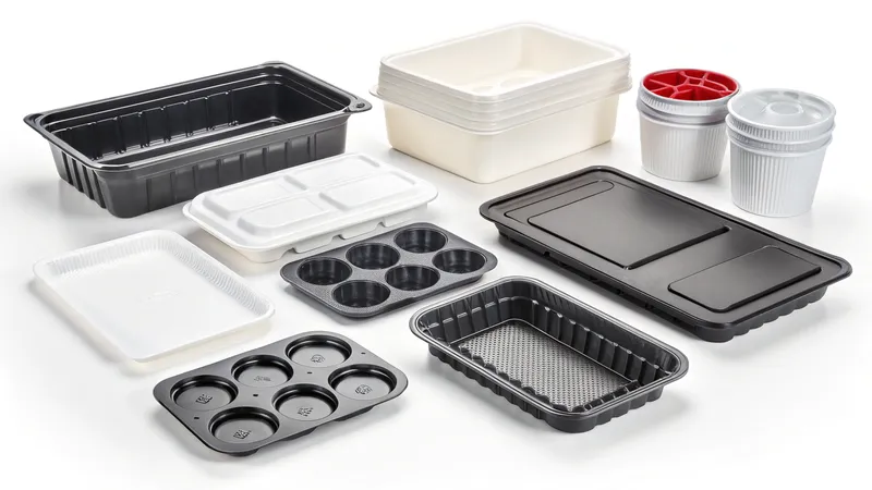 Various types of plastic food containers and lids in different sizes and shapes