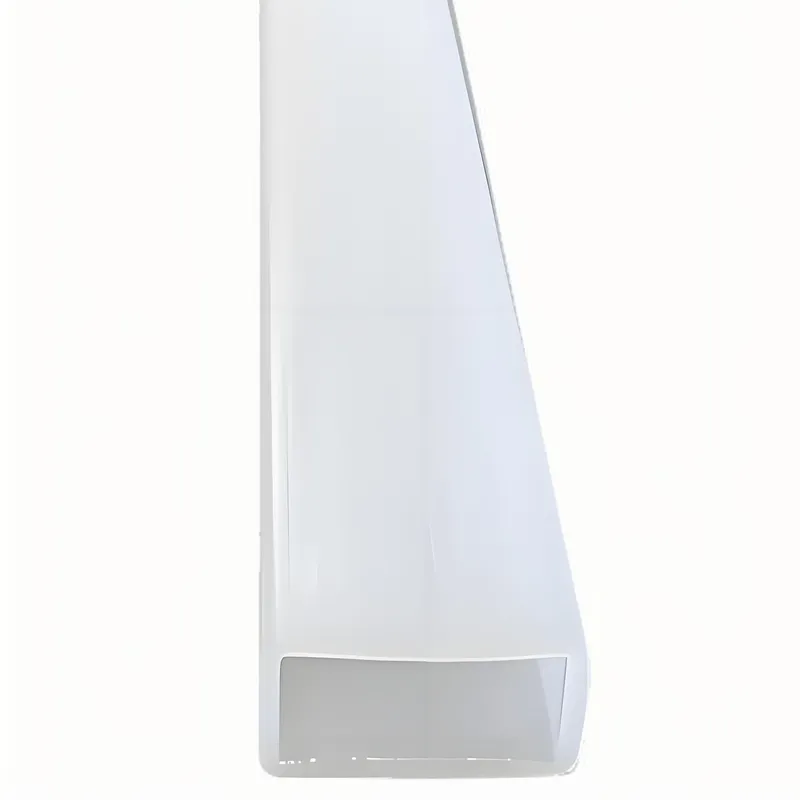 A white plastic air deflector with a rectangular opening.